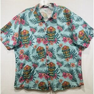Jogal Men Button Up Short Sleeve Tropical Hawaiian Shirt Size 2XL